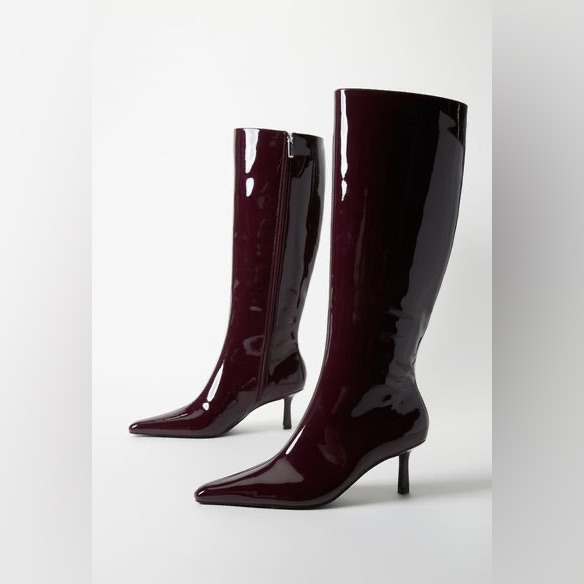 Beautiful Justfab Maroon Stiletto Boots New With Box